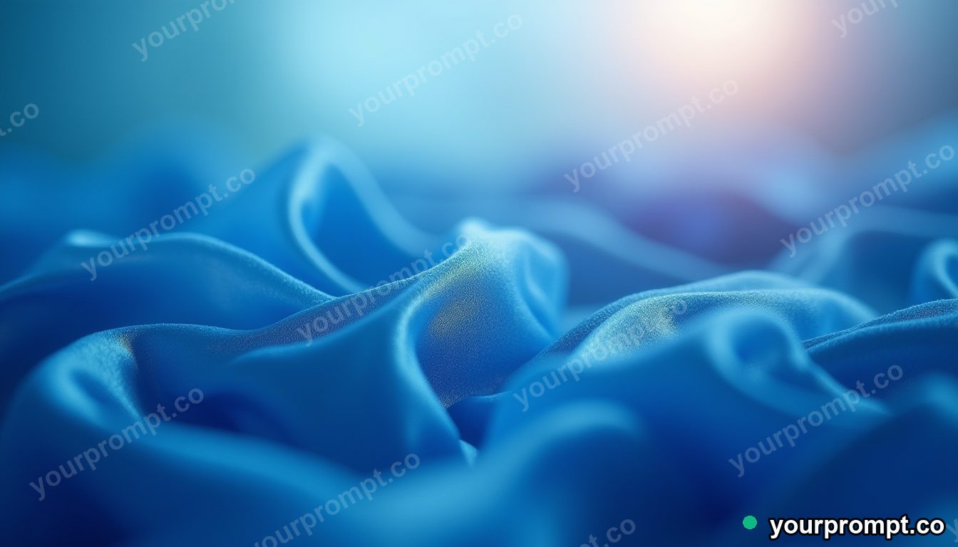Rippling blue silk fabric catching the light in extreme macro photography style — AI-generated image from a text prompt