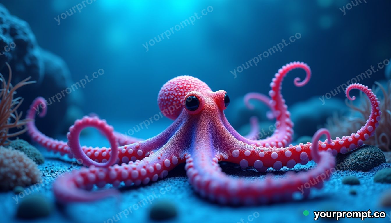 An octopus changing color on the sea floor in low-poly 3D style — AI-generated image from a text prompt