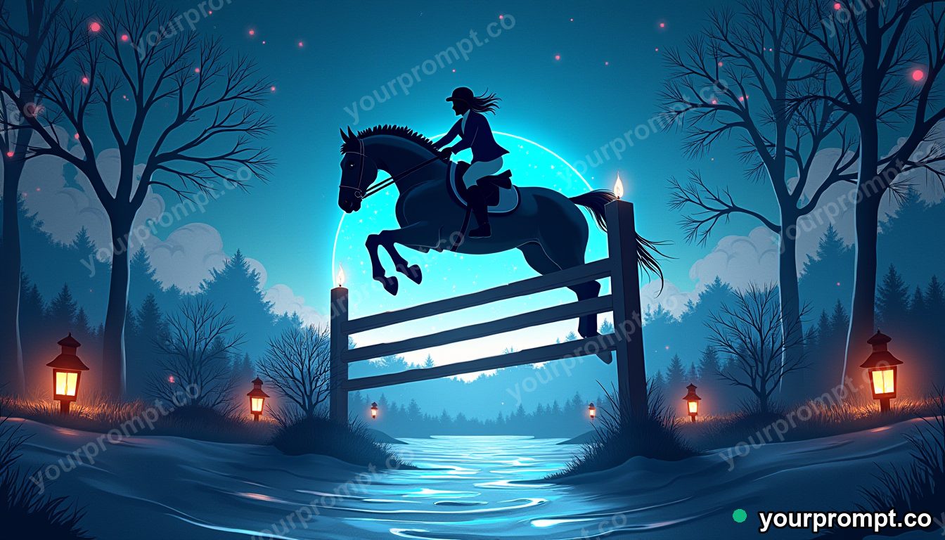 A horse and rider clearing a high jump in layered papercut art style — AI-generated image from a text prompt