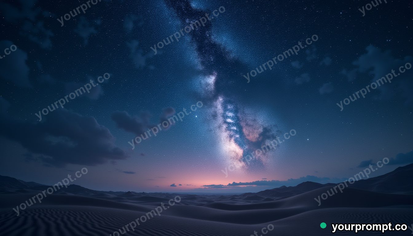 A sky full of stars and the milky way over a desert in epic fantasy concept art style — AI-generated image from a text prompt