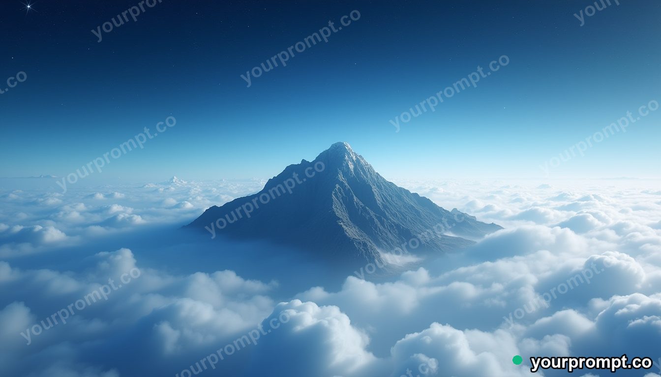 A floating archipelago of islands above a sea of clouds in clean minimalist style — AI-generated image from a text prompt