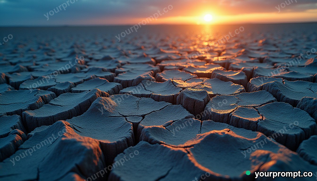 Cracked desert earth forming organic patterns in warm storybook illustration style — AI-generated image from a text prompt
