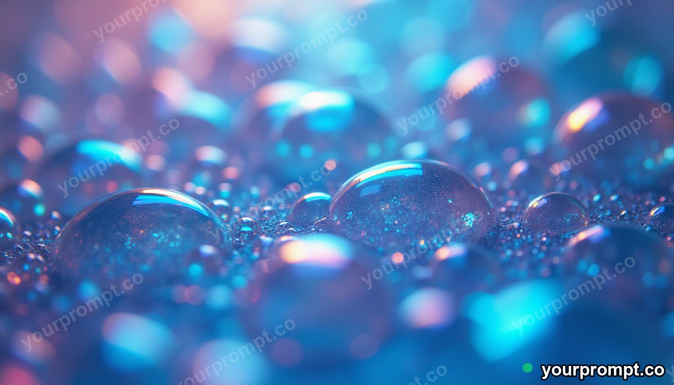 A macro shot of iridescent soap-bubble film in stained-glass mosaic style — AI-generated image from a text prompt