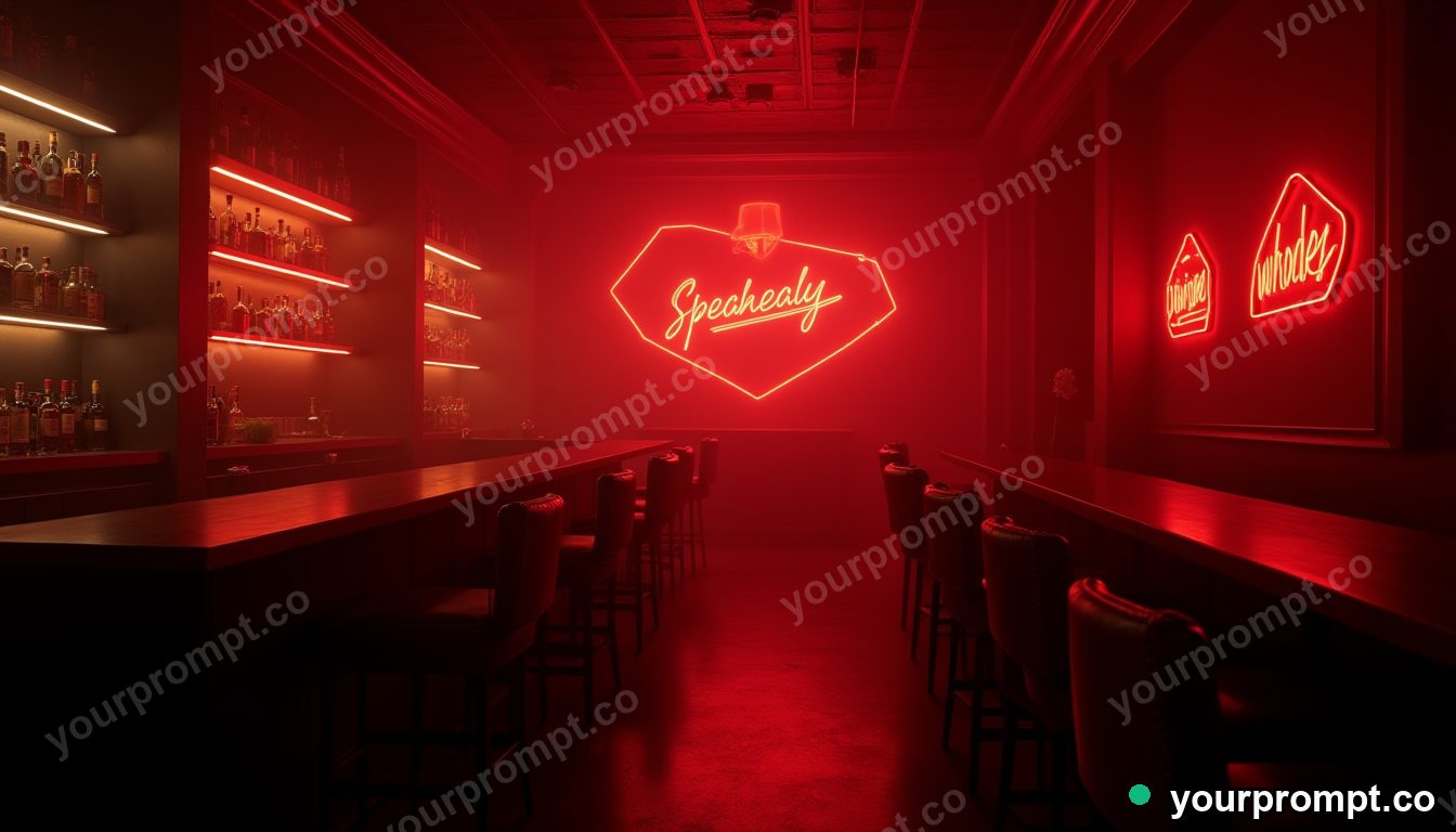 A moody speakeasy bar with amber lighting