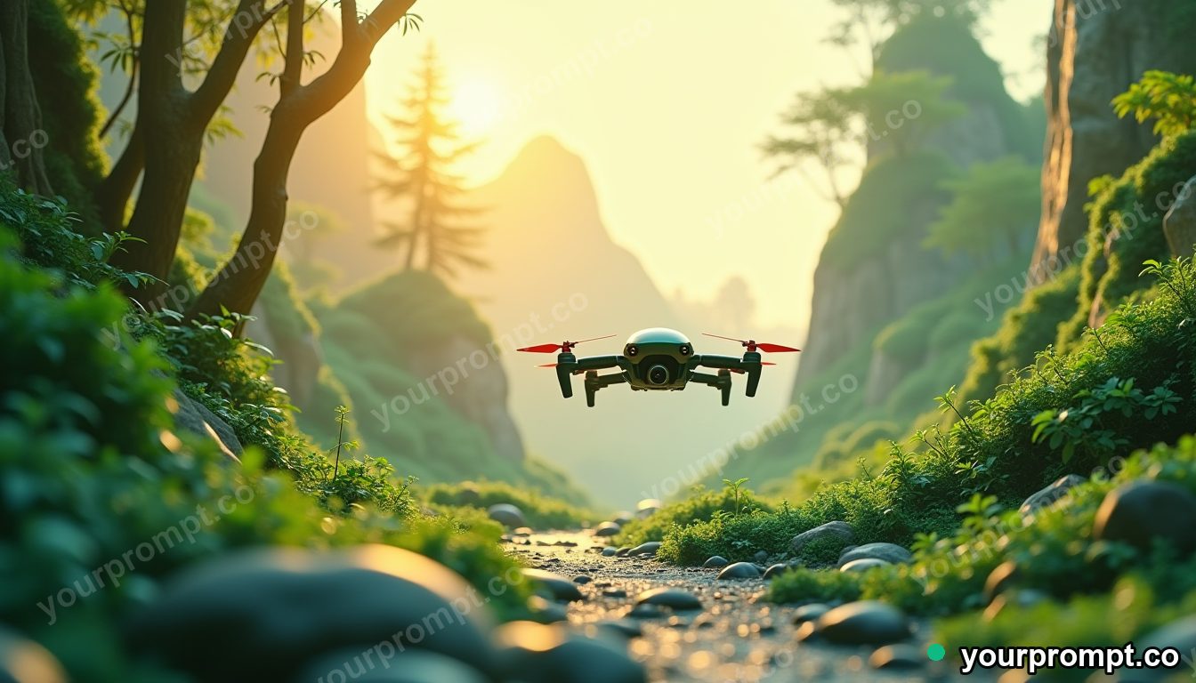 A tiny rolling drone exploring an alien jungle