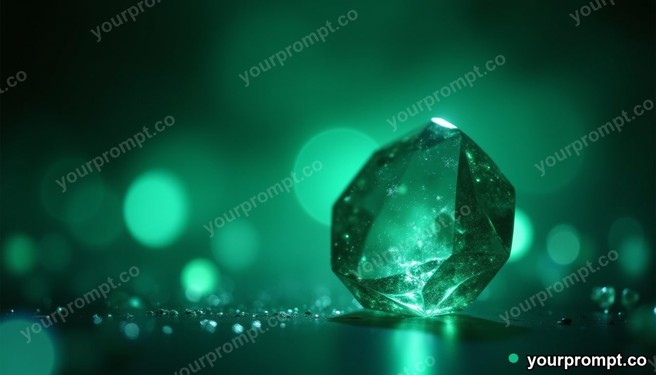 A faceted emerald catching light, macro
