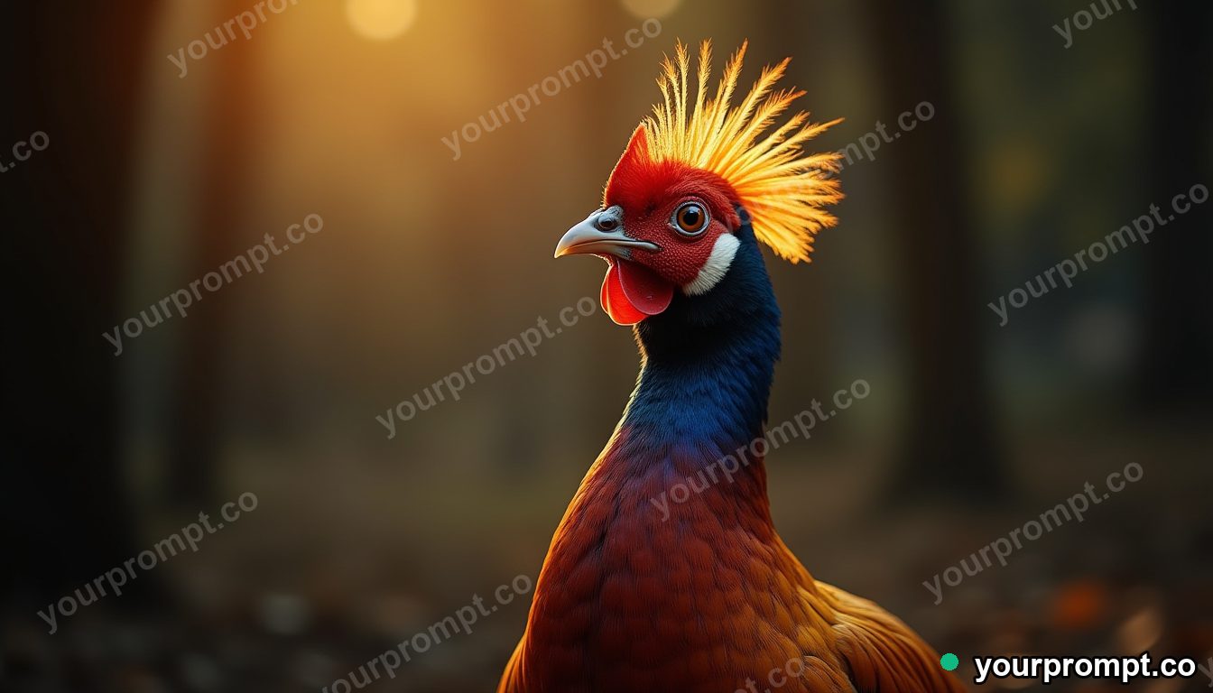 A majestic golden pheasant in soft light