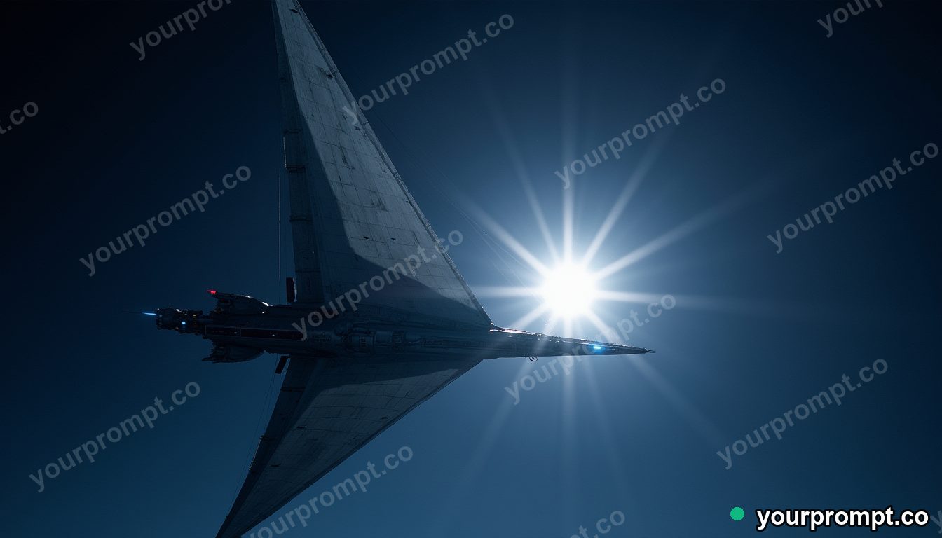 A solar-sail spacecraft unfurling near a bright star