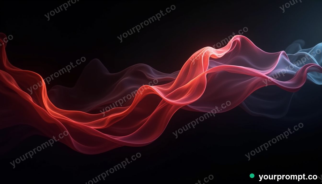 Flowing silk ribbons of color on black