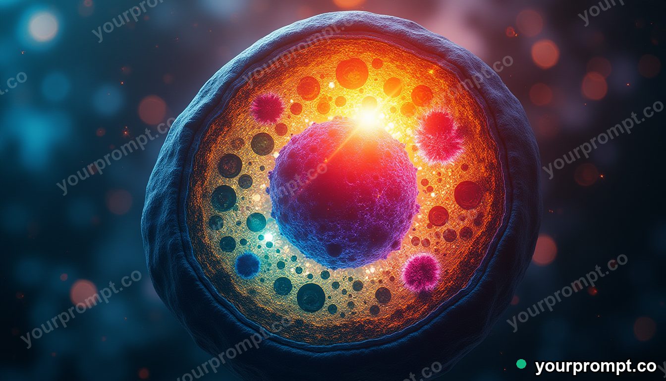 A colorful cross-section of a plant cell, illustrative