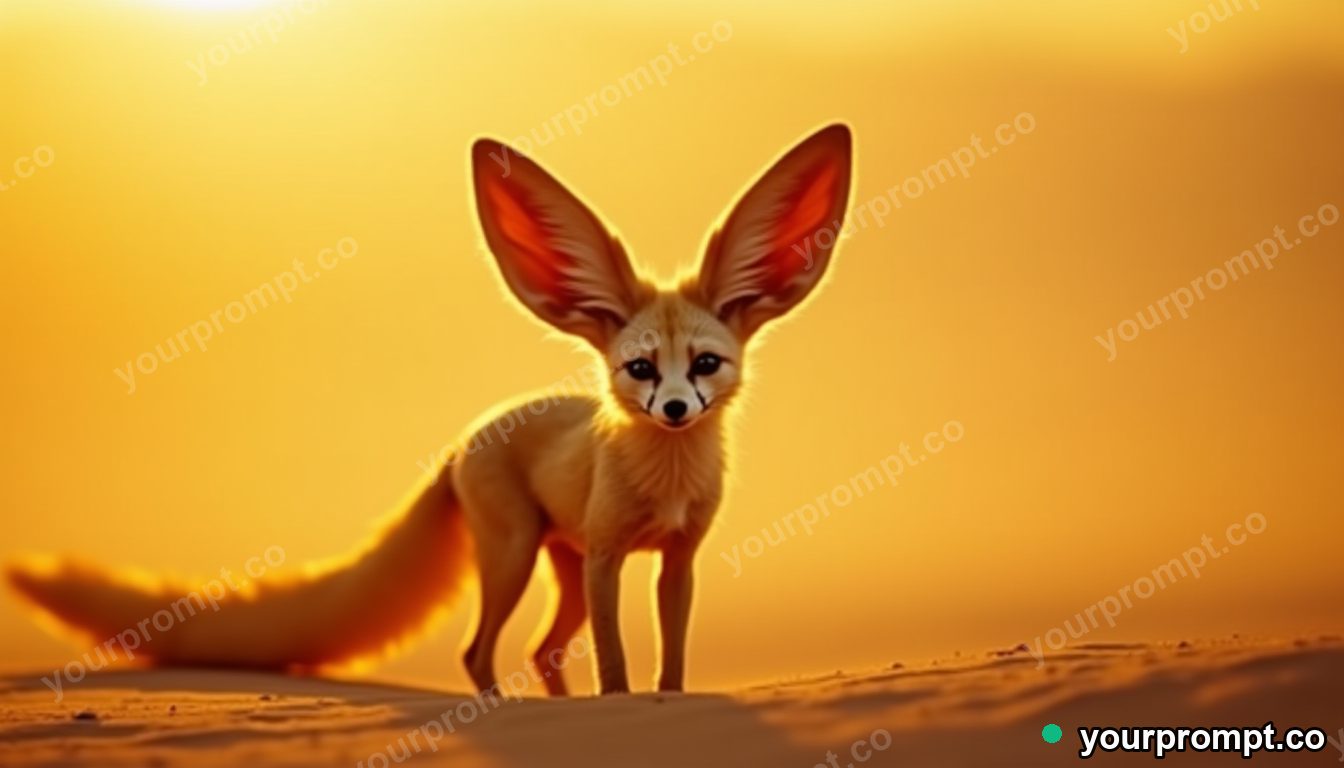 A fennec fox with huge ears in golden desert light