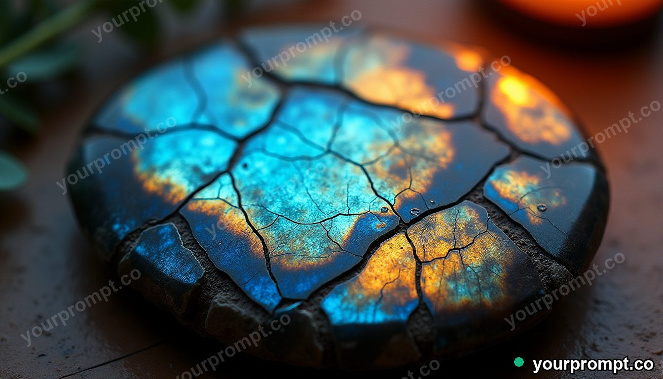 A polished labradorite flashing blue and gold