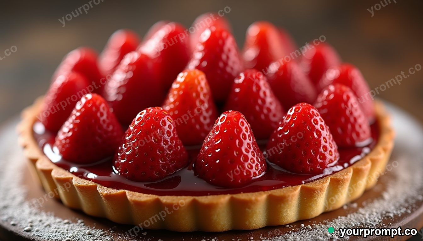A glistening glazed strawberry tart