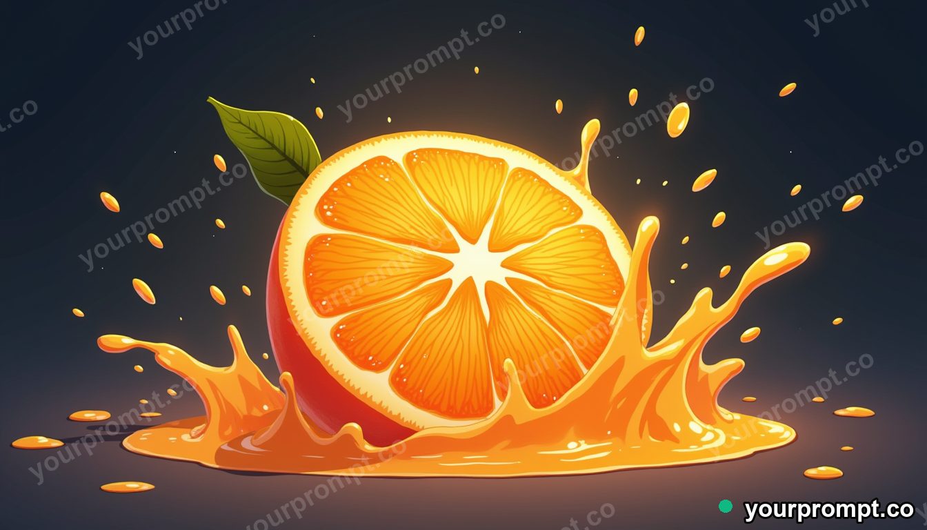 A peeled orange with juice splashing