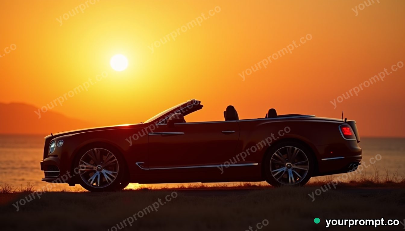 A luxury convertible grand tourer at golden hour