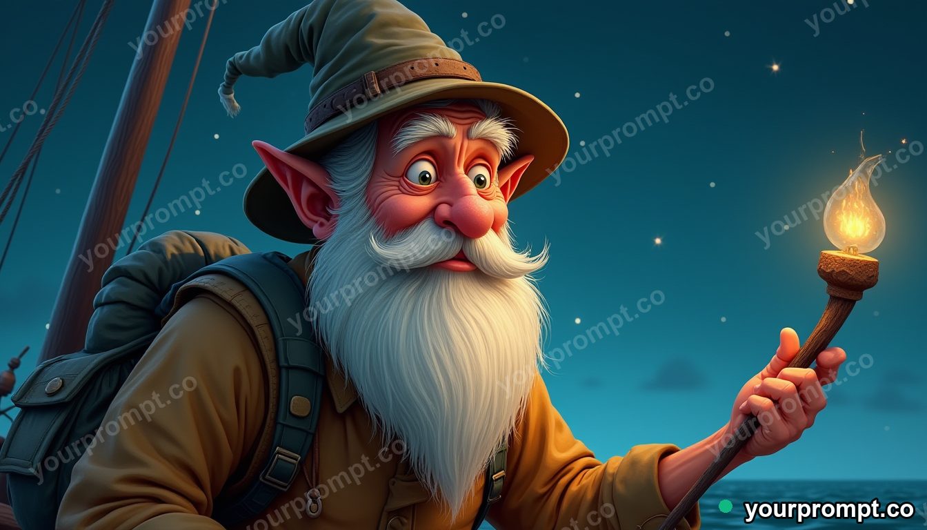 A wise elderly fisherman with a weathered face, fictional