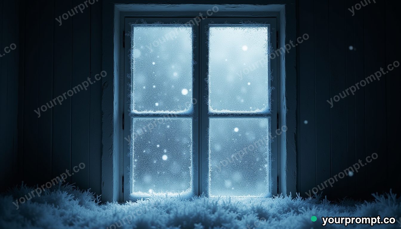 Frost crystals spreading across a dark window