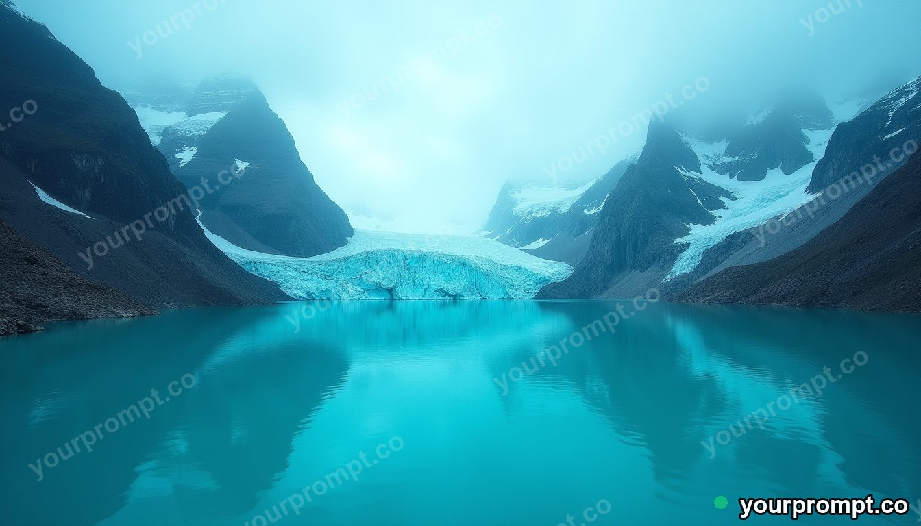 AI image prompt example — glacier lake