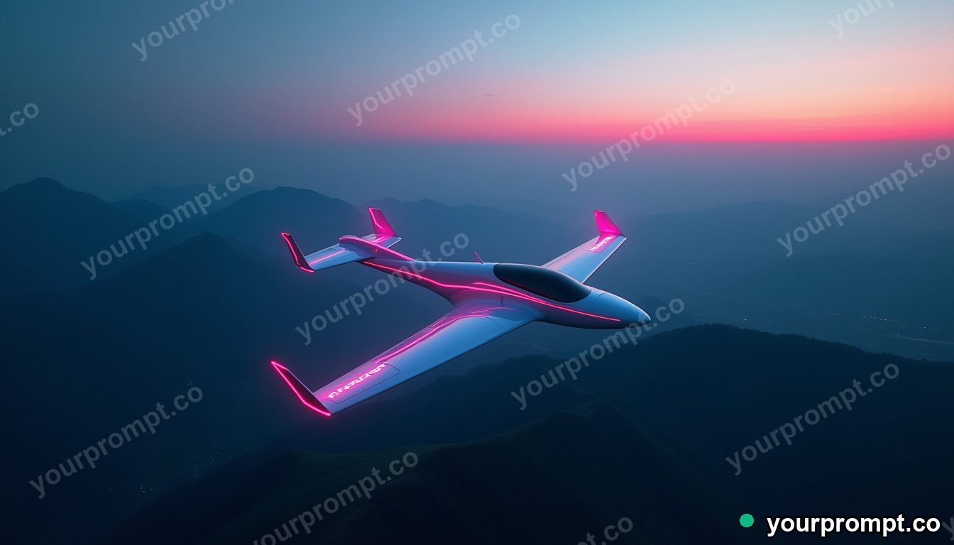 A glider soaring silently over green valleys