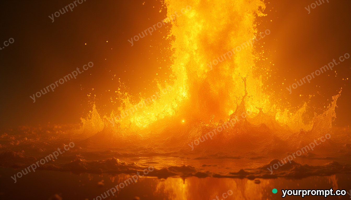 Molten gold pouring and splashing in slow motion