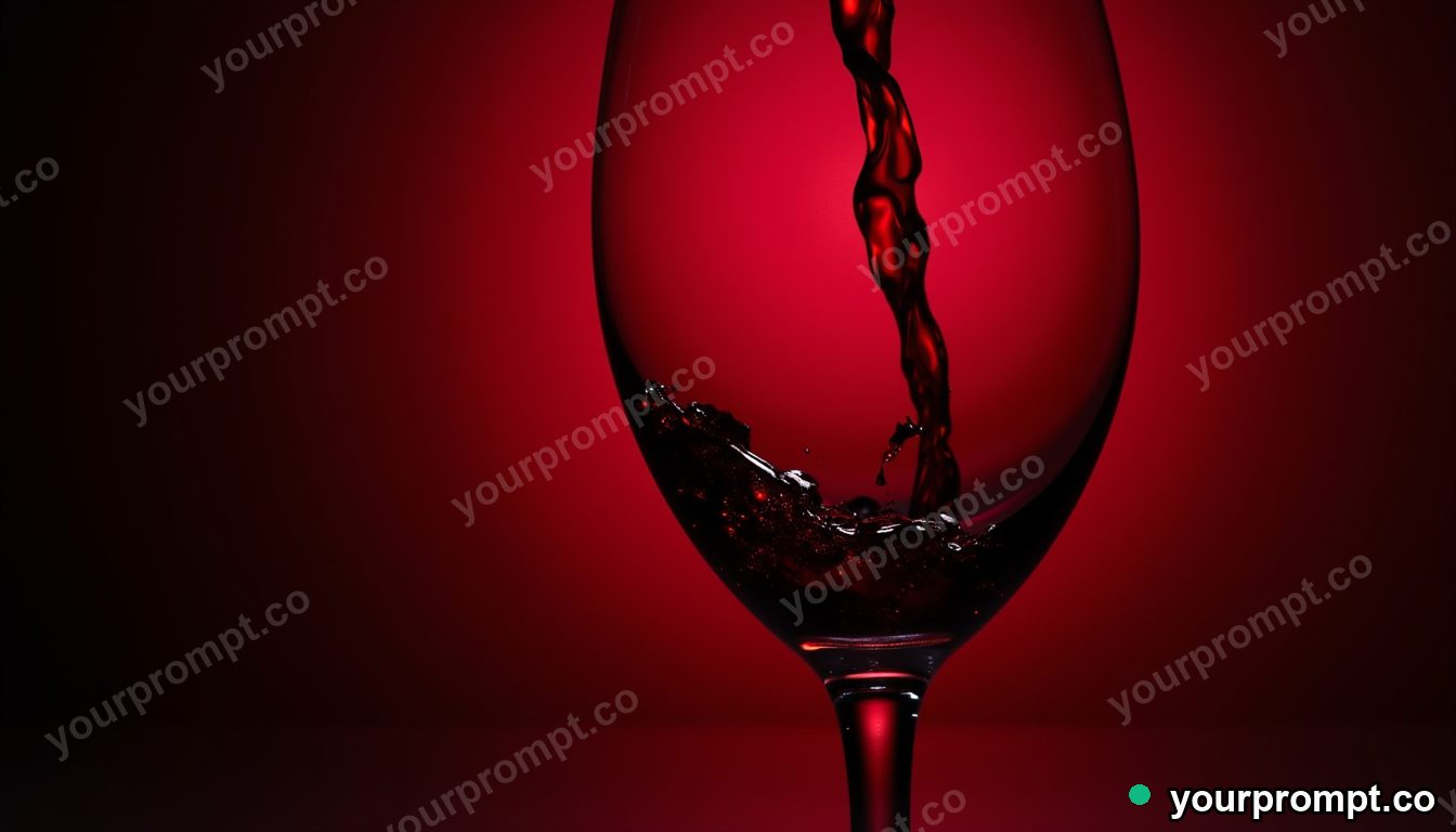 A glass of red wine swirled mid-pour