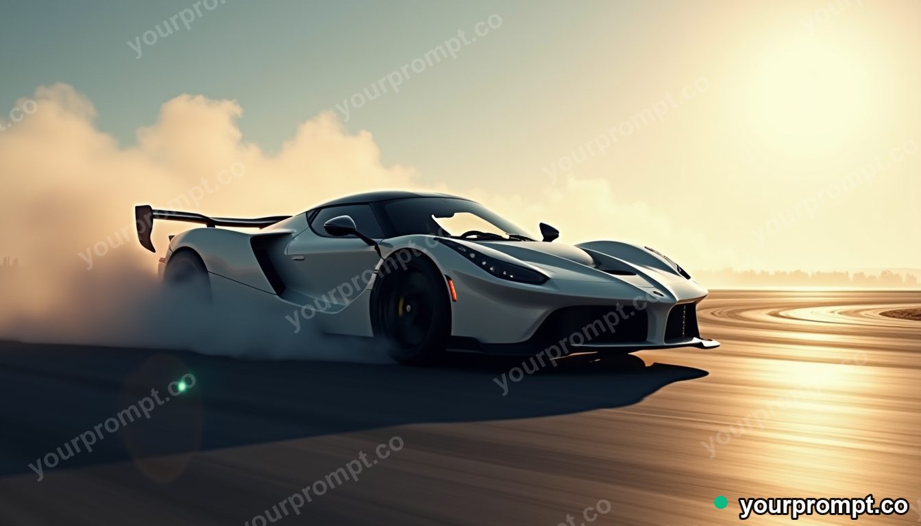 An Italian supercar drifting with tire smoke