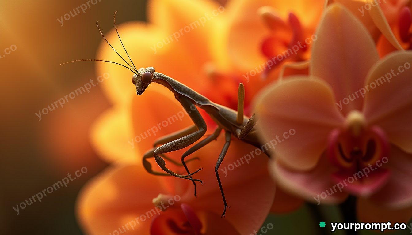 An orchid mantis camouflaged among petals