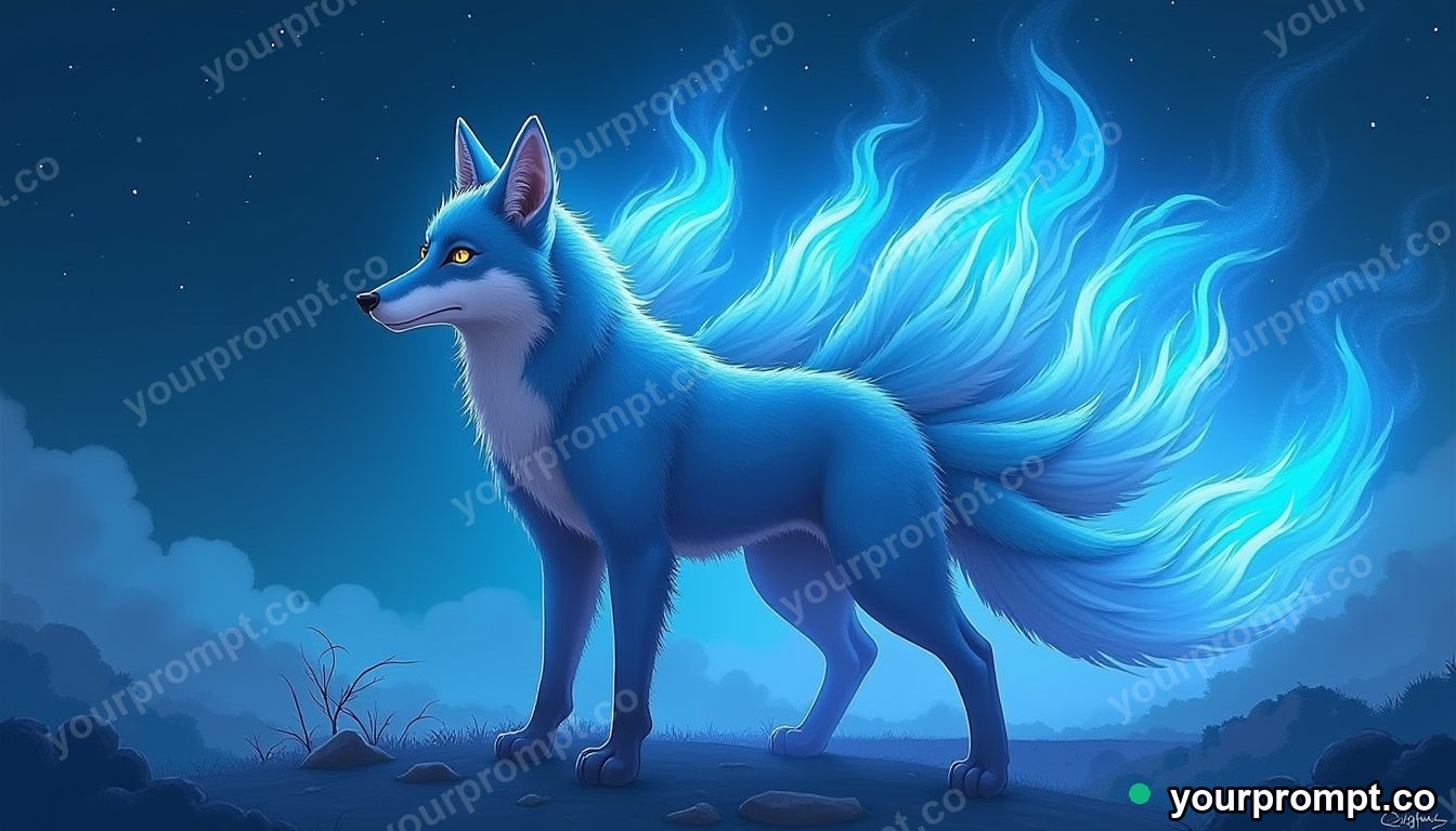 AI image prompt example — nine-tailed fox spirit