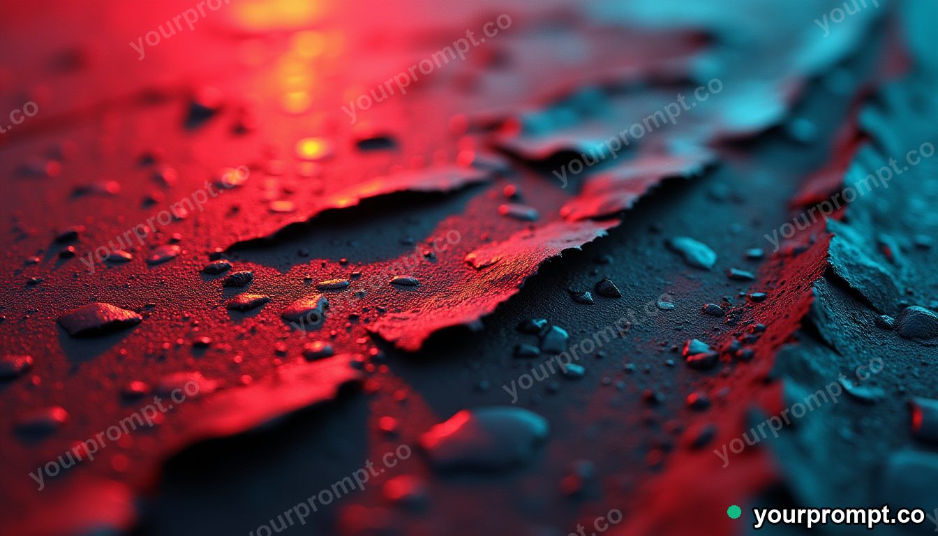 Rusted metal with peeling layers of paint, macro