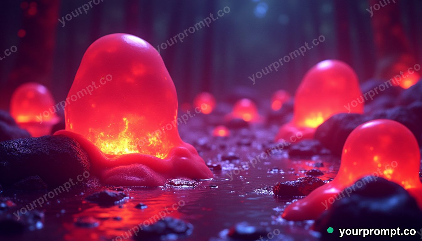 Molten lava-lamp blobs in vivid neon colors