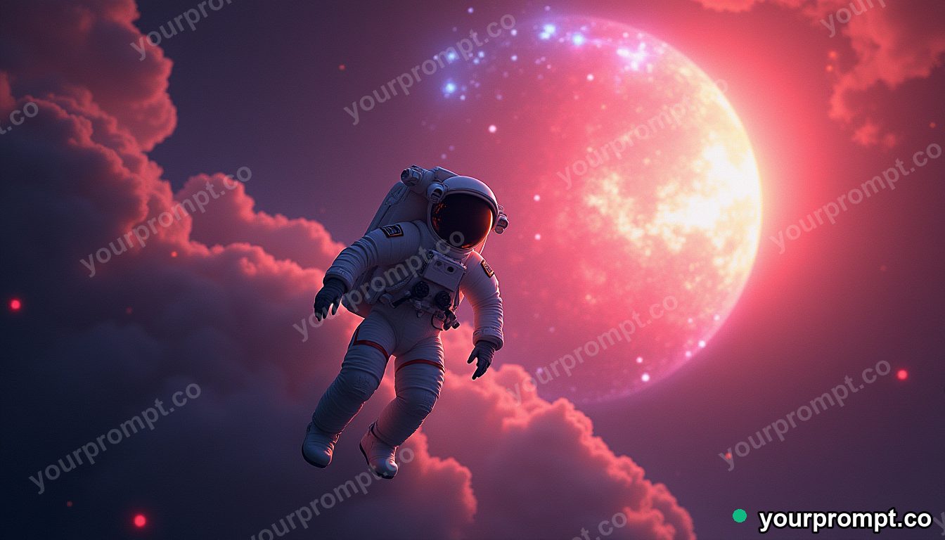 AI image prompt example — astronaut by a nebula