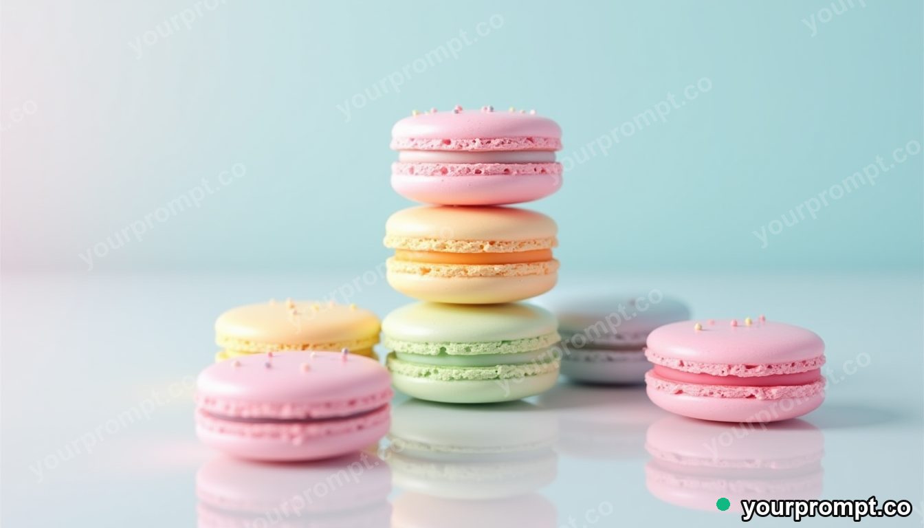 A tower of pastel rainbow macarons