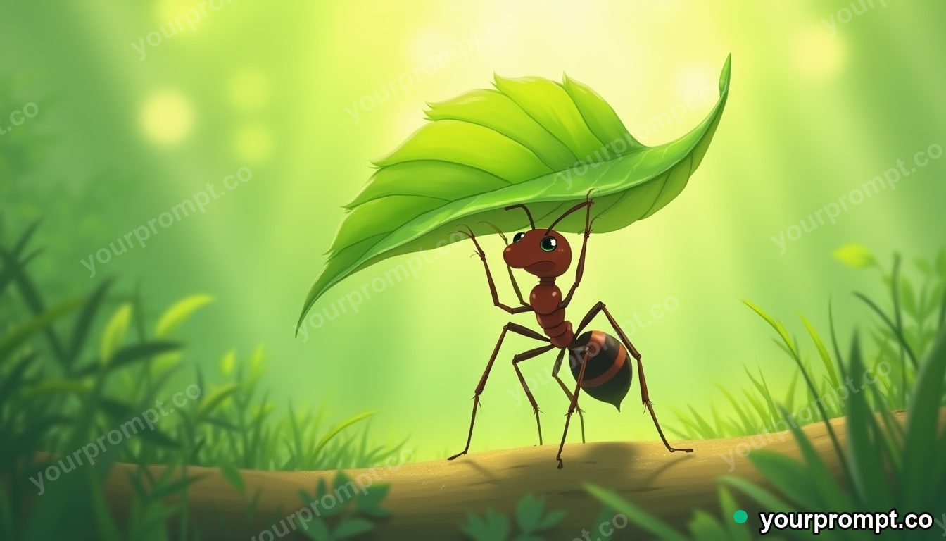A leafcutter ant carrying a green leaf