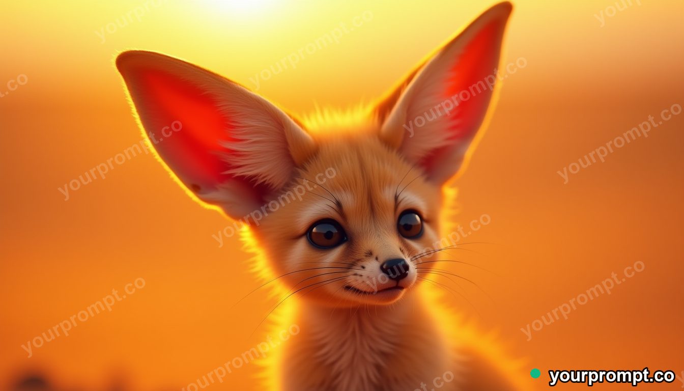 A fennec fox with huge ears in golden desert light