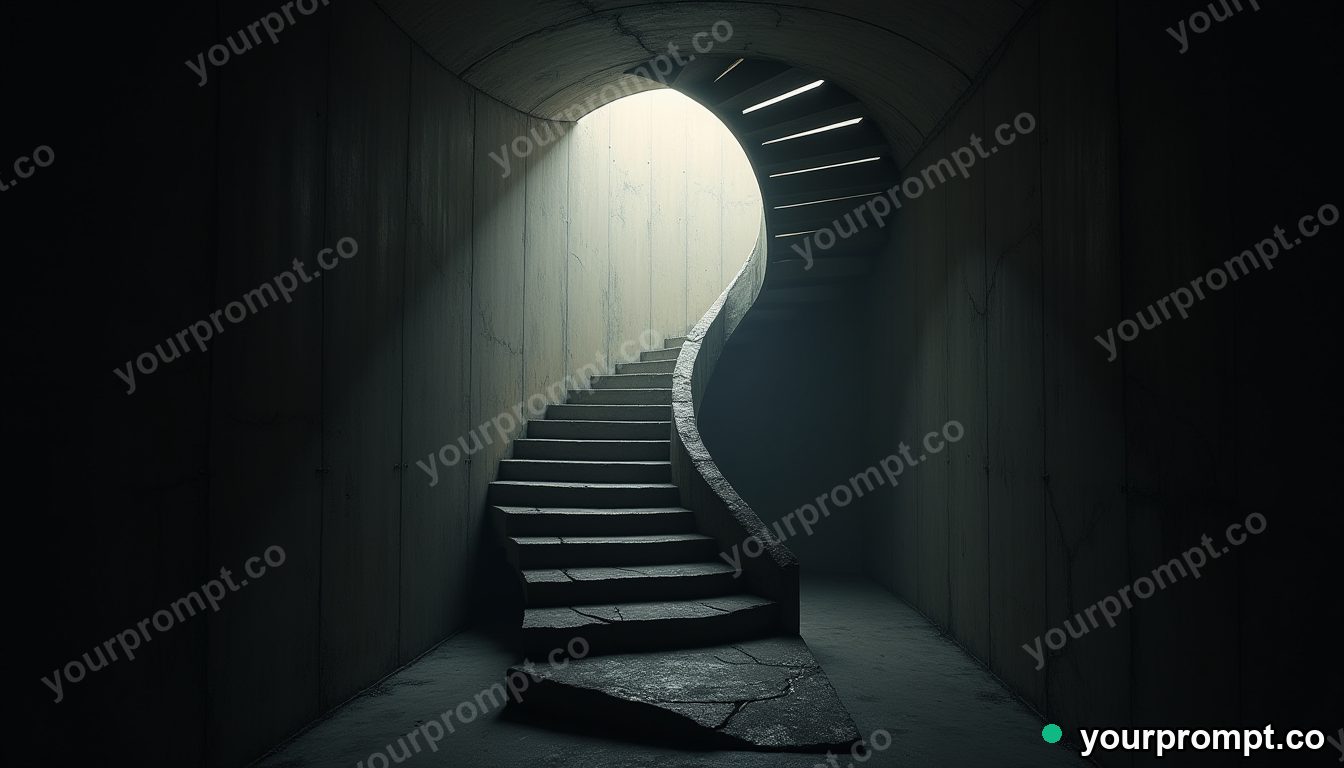 A staircase looping impossibly into itself in zero gravity