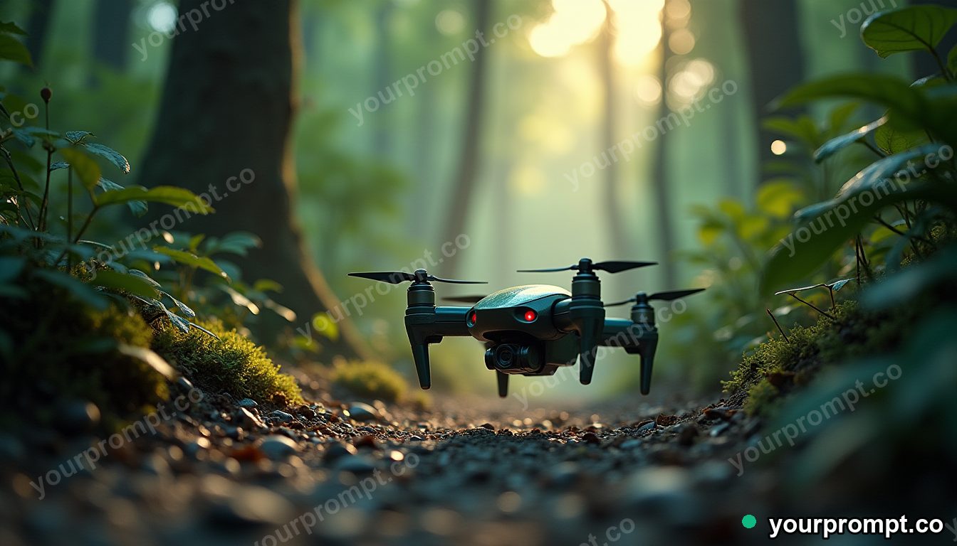 A tiny rolling drone exploring an alien jungle