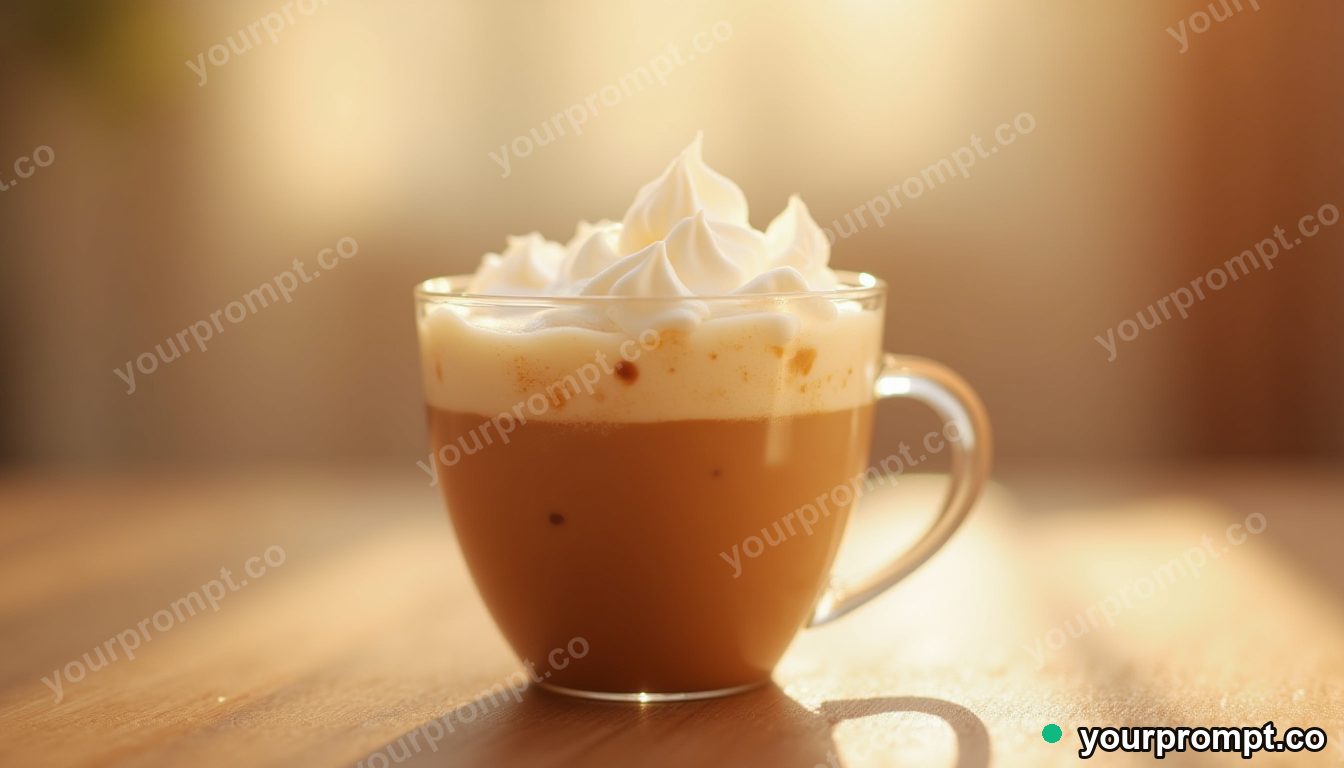 Iced coffee with cream blooming through it, macro