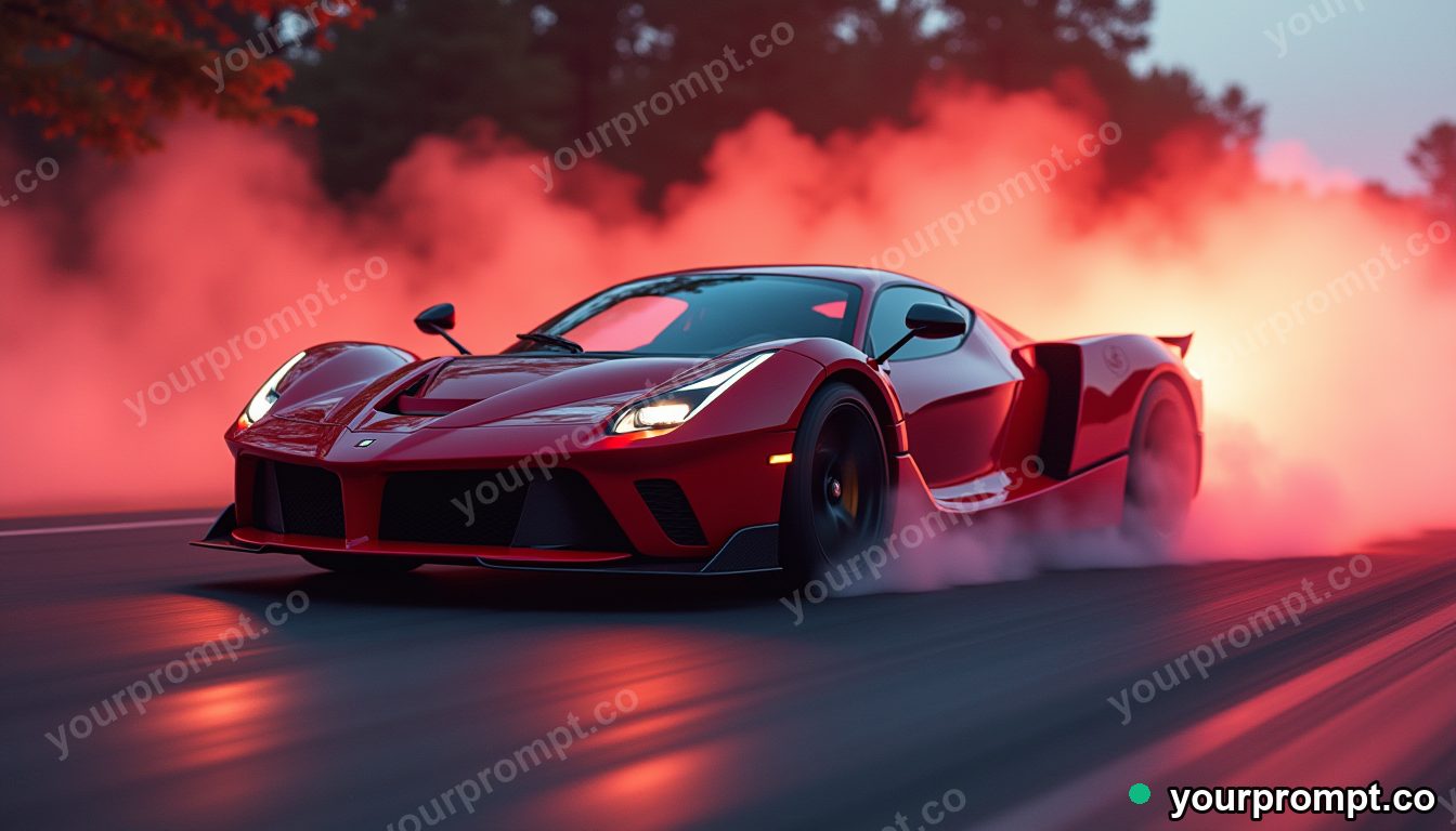 An Italian supercar drifting with tire smoke