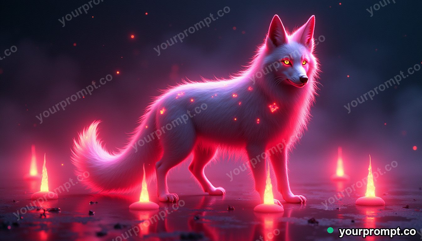 A guardian fox spirit with nine glowing tails