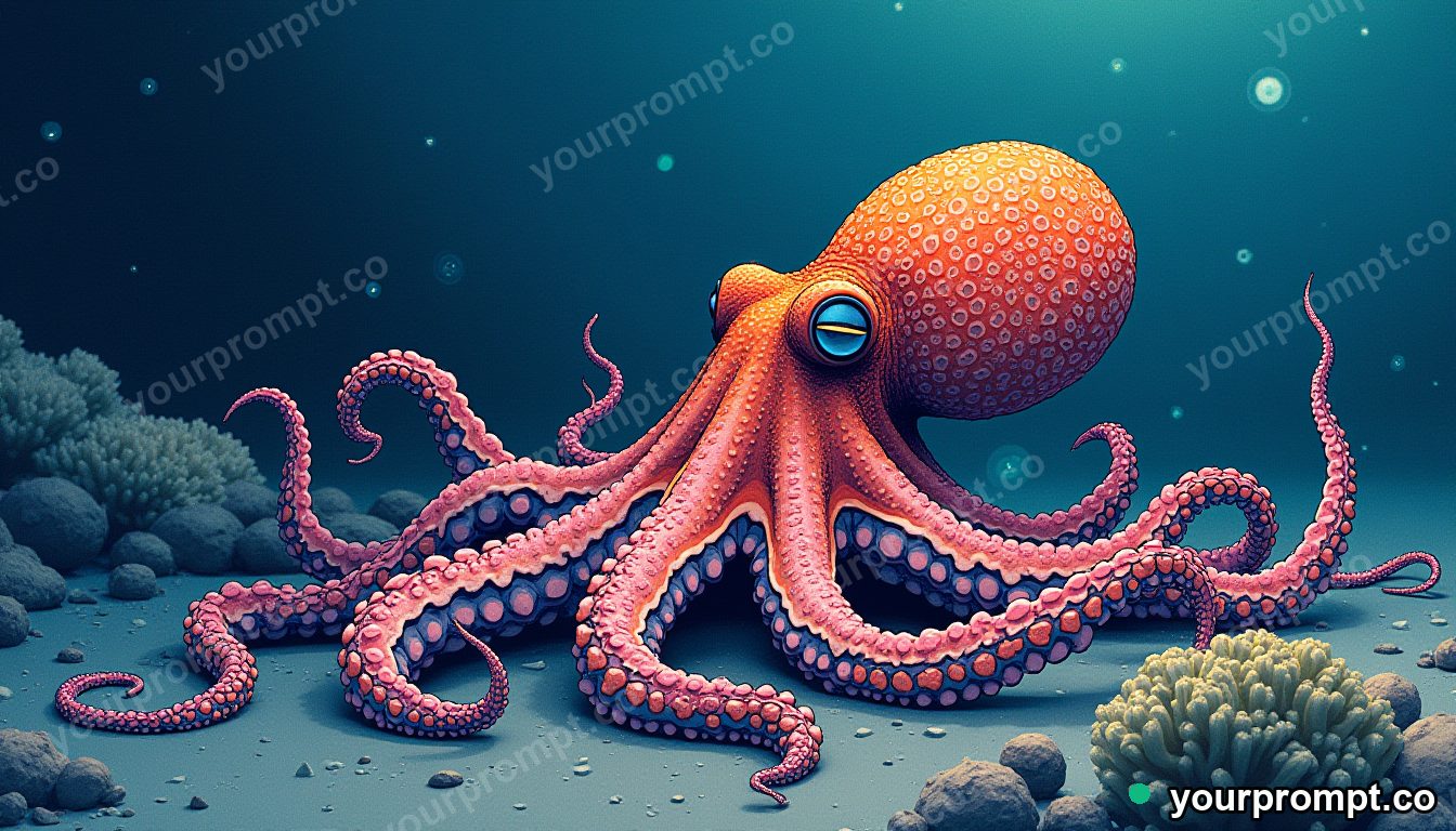An octopus changing color on the sea floor