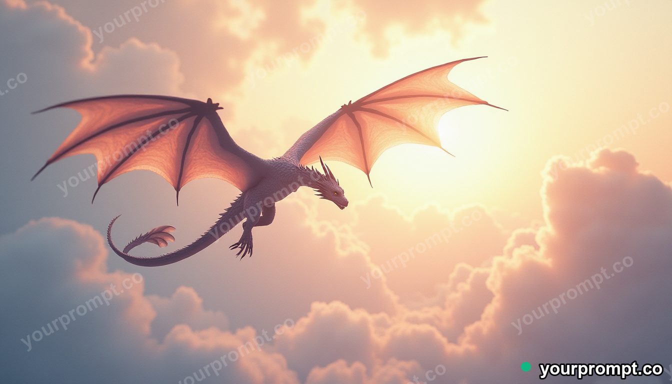 A dragon and a phoenix circling in an ancient sky