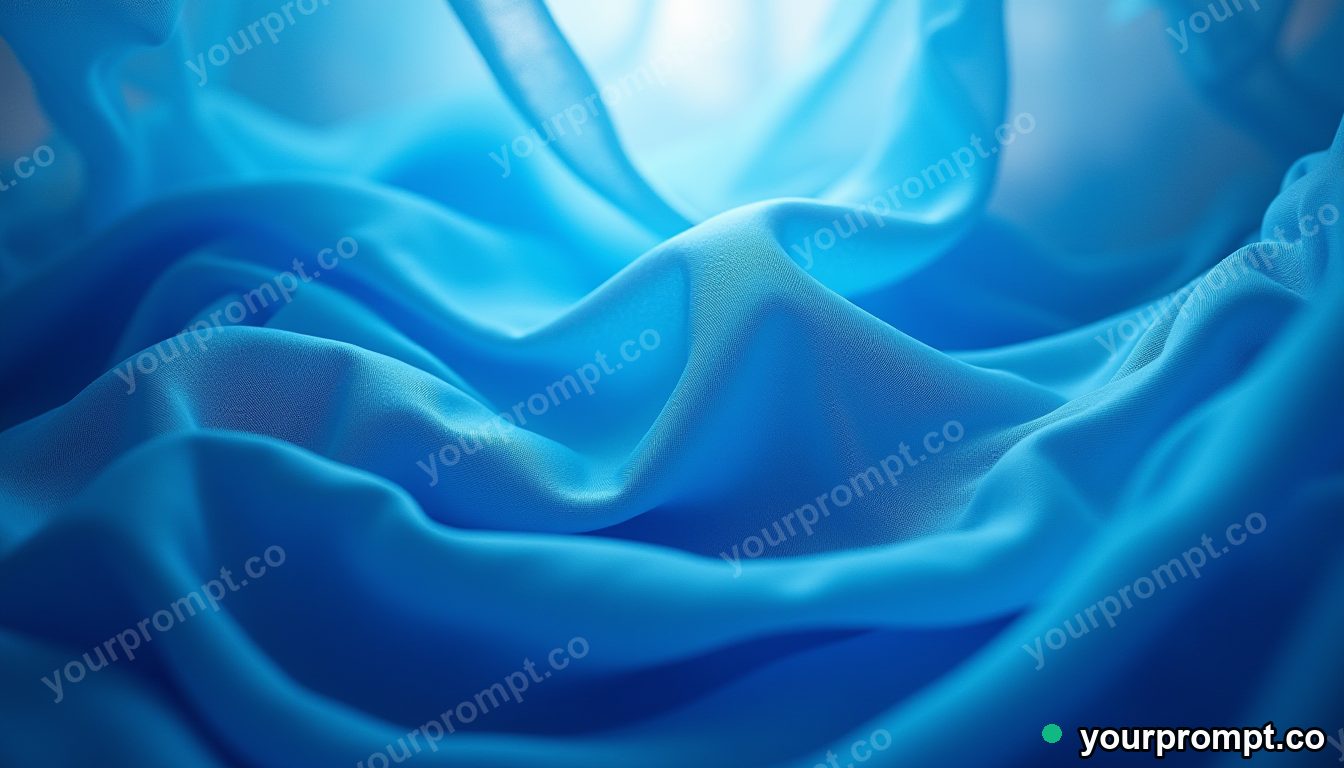 Rippling blue silk fabric catching the light