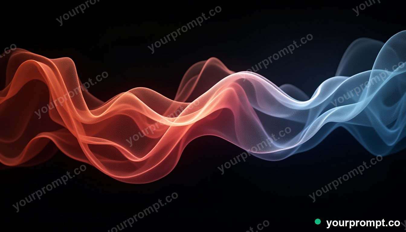 Flowing silk ribbons of color on black