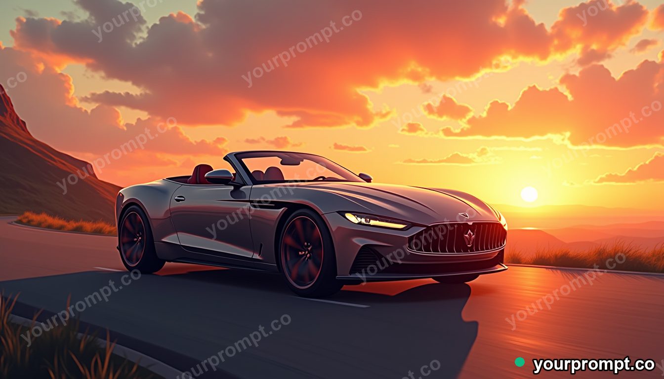 A luxury convertible grand tourer at golden hour