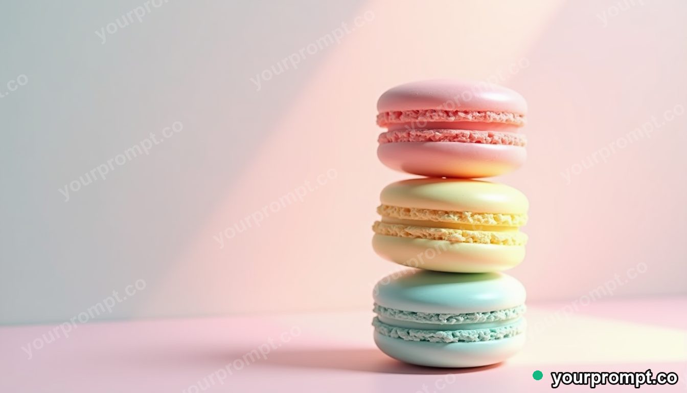 A tower of pastel rainbow macarons