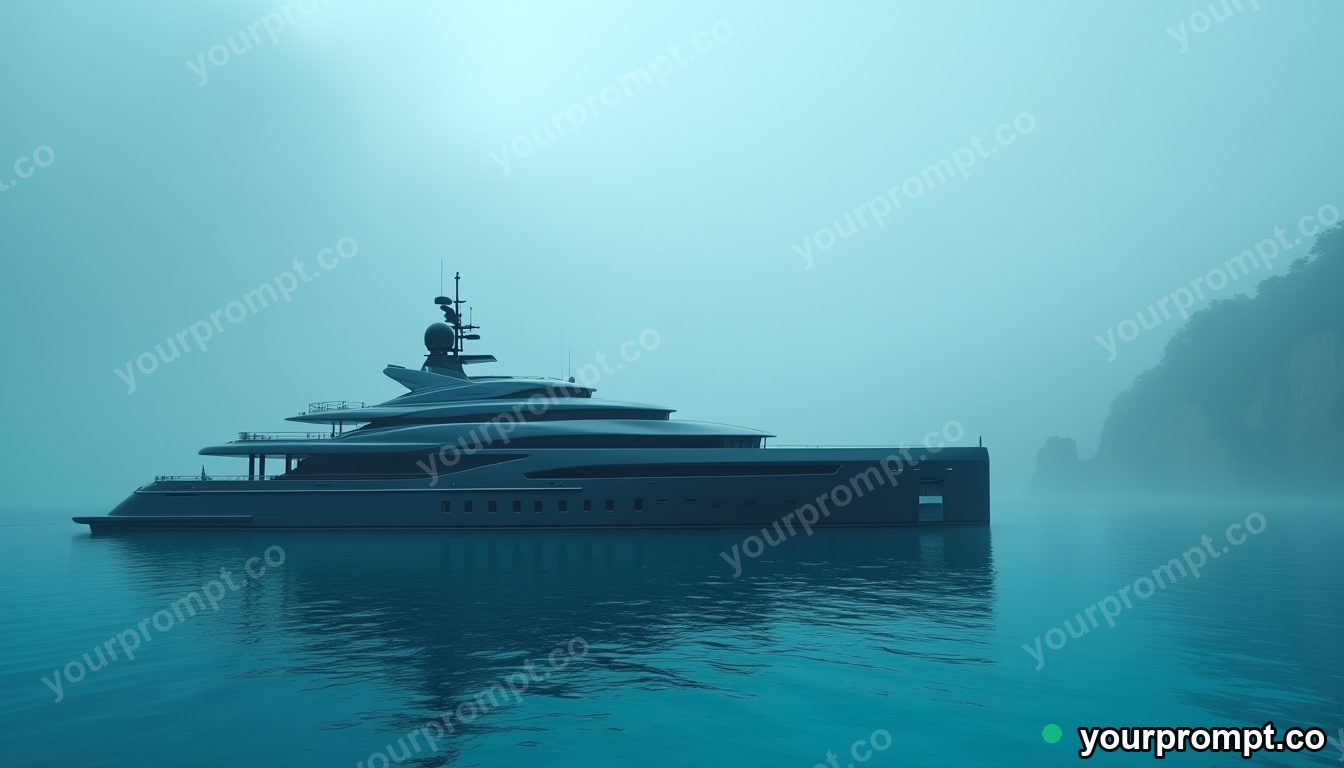 A sleek superyacht anchored in a turquoise bay