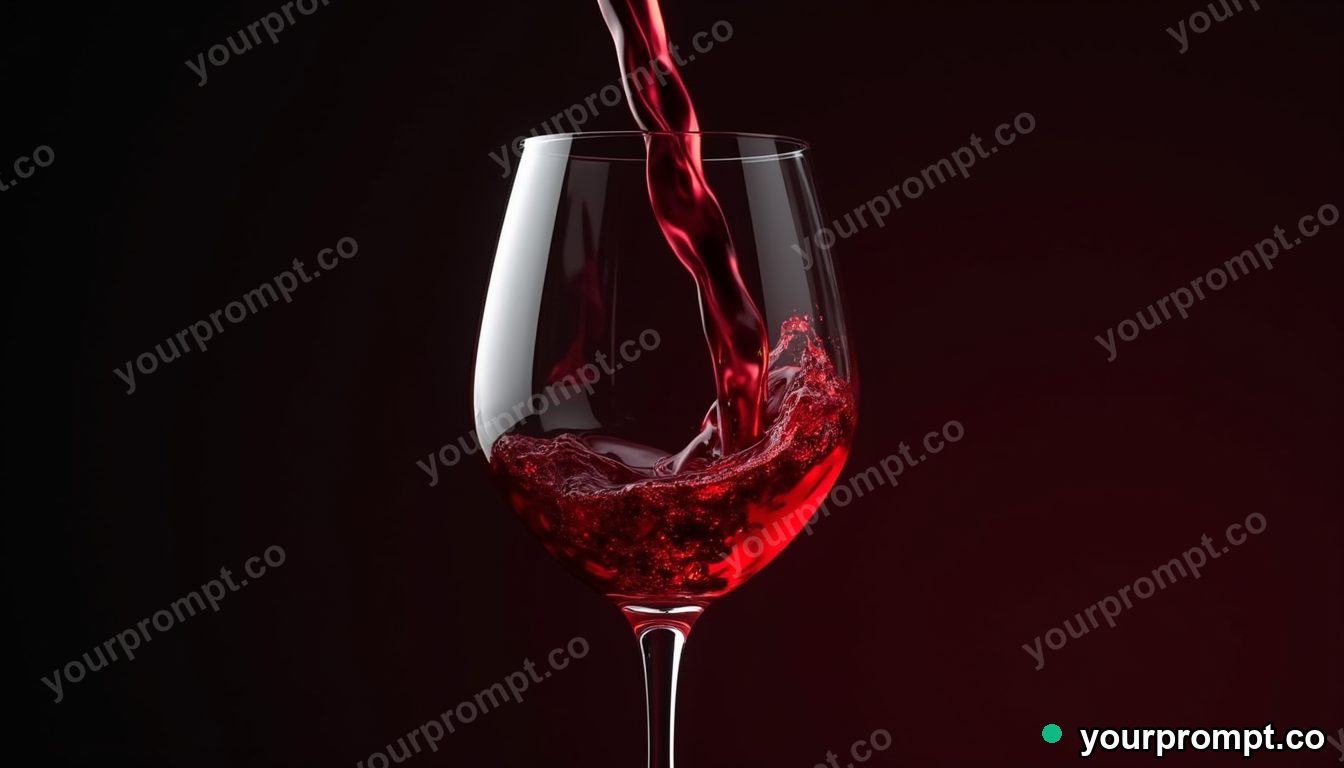 A glass of red wine swirled mid-pour