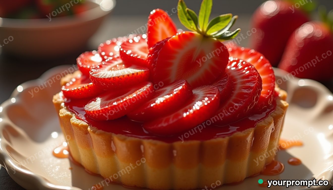 A glistening glazed strawberry tart