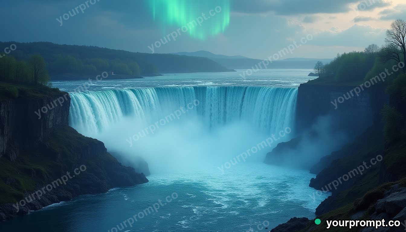 A towering dam releasing a thundering spillway