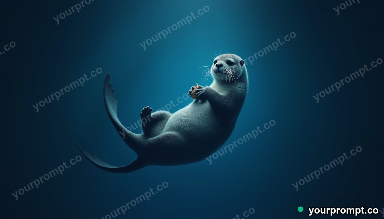 A sea otter floating on its back holding a shell